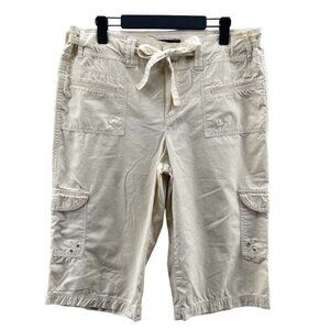 Gloria Vanderbuilt‎ Capri Pants womens plus 16 Tan 100% Cotton Tie Waist Pockets
